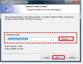 インストール先の選択指定